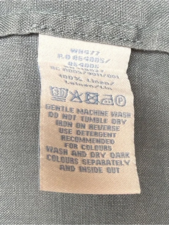 Boden Linen Roll Sleeve Shirt Dress with Waist Tie | Gray-Green | Size 6 - Picture 5 of 6